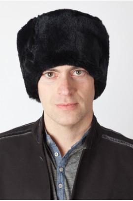 Black rex fur hat